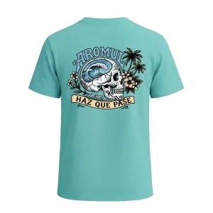 Camiseta Eco del oceano Aguamarina detras- Aromul