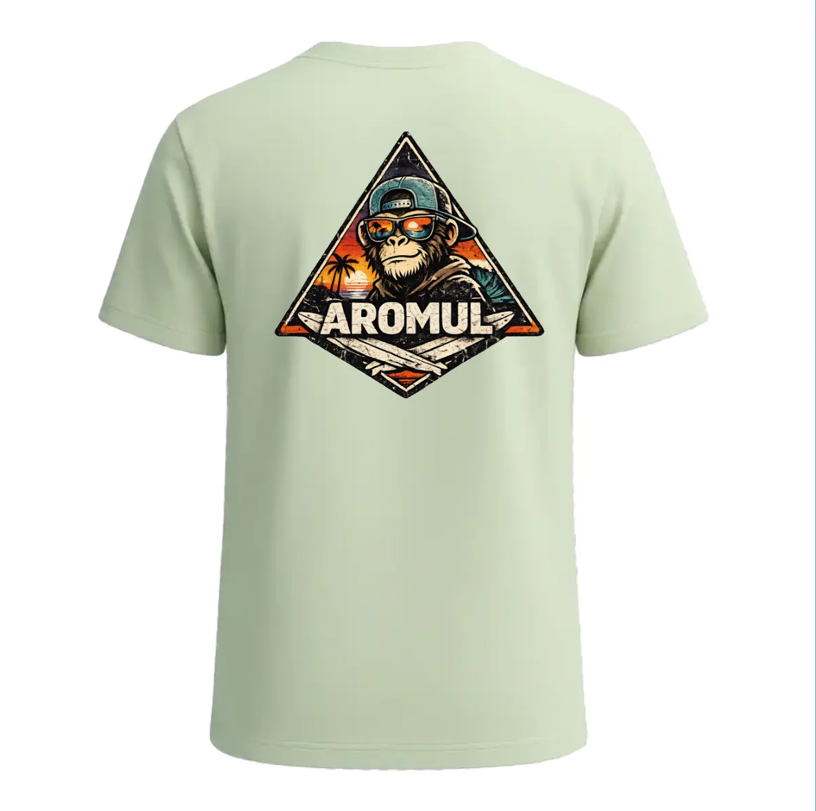 Camiseta Vieja escuela verde pálido detras - Aromul