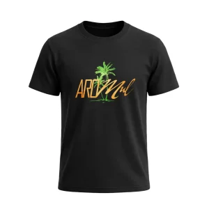 Camiseta Distrito Iguana negra delante Aromul