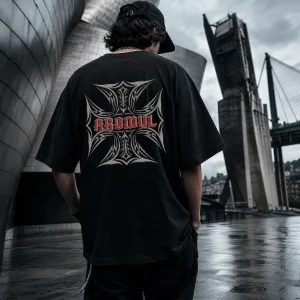 Camiseta nucleo tribal negra trasera oversize 2. aromul