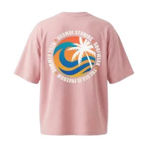 Camiseta Horizonte detras oversize rosa-Aromul