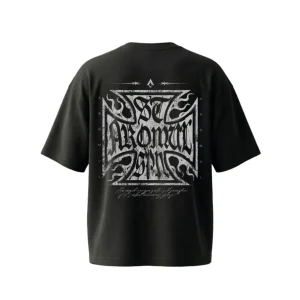 Camiseta Abismo negra oversize detras-Aromul